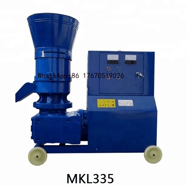 New Small Flat Die Wood Pellet Mill Machine Includes Feeder Processing Biomass Straw Rice Husk Wood Sawdust Engine Gear Core