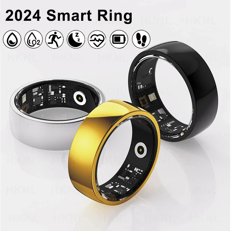 R09M Stainless Steel Fashion Smart Ring For Android IOS Heart Rate Blood Pressure Oxygen Monitor Smart Finger Ring Health Ring