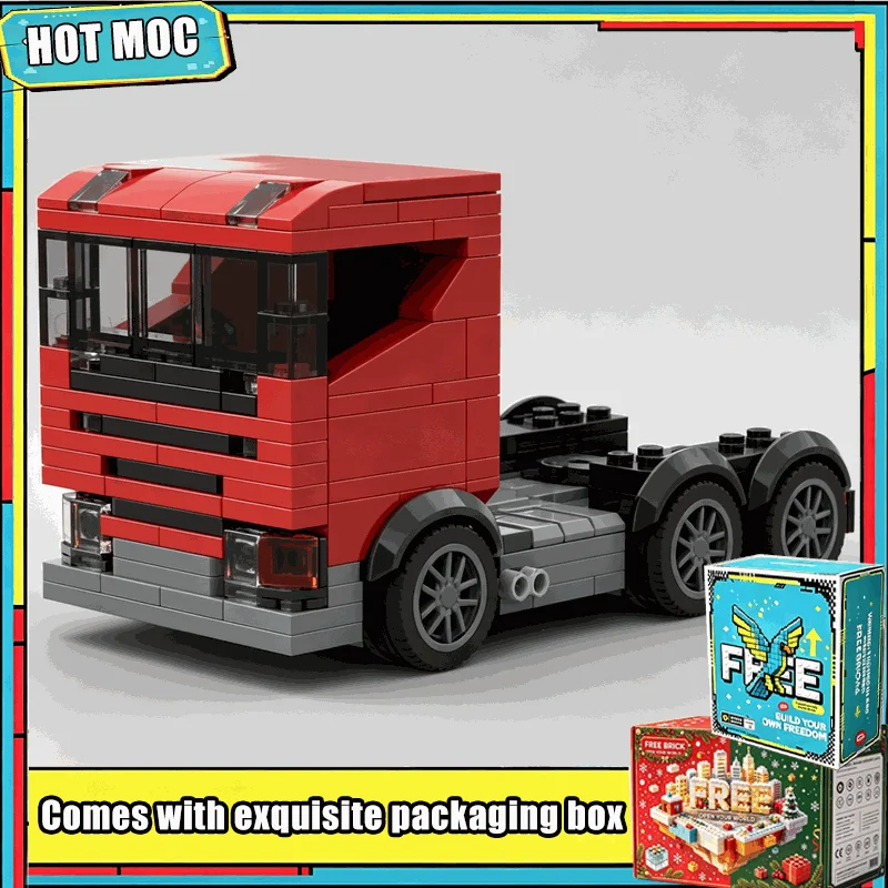 204 PCS Red Semi Truck Cab Building Blocks Heavy Duty Tractor DIY Assembly Creative Educational Toy Christmas Gifts Home Decor
