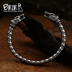 Beier New Design Double Wolf Head Viking Bracelet For Men Adjustable Cuff Bangle High Quality Talisman Exquisite Dropshipping