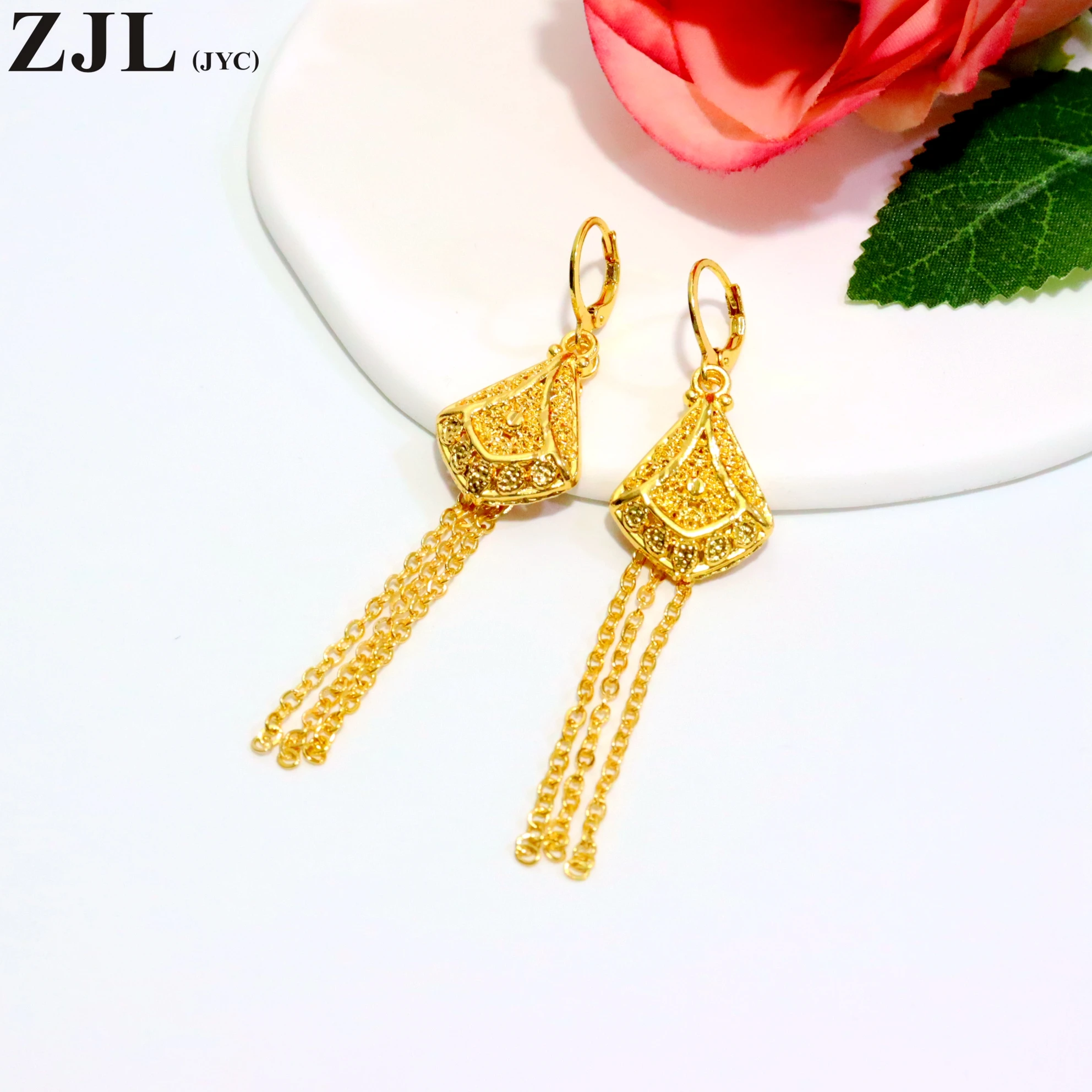 24K Gold Plated Dubai-Inspired Tassel Earrings for Women