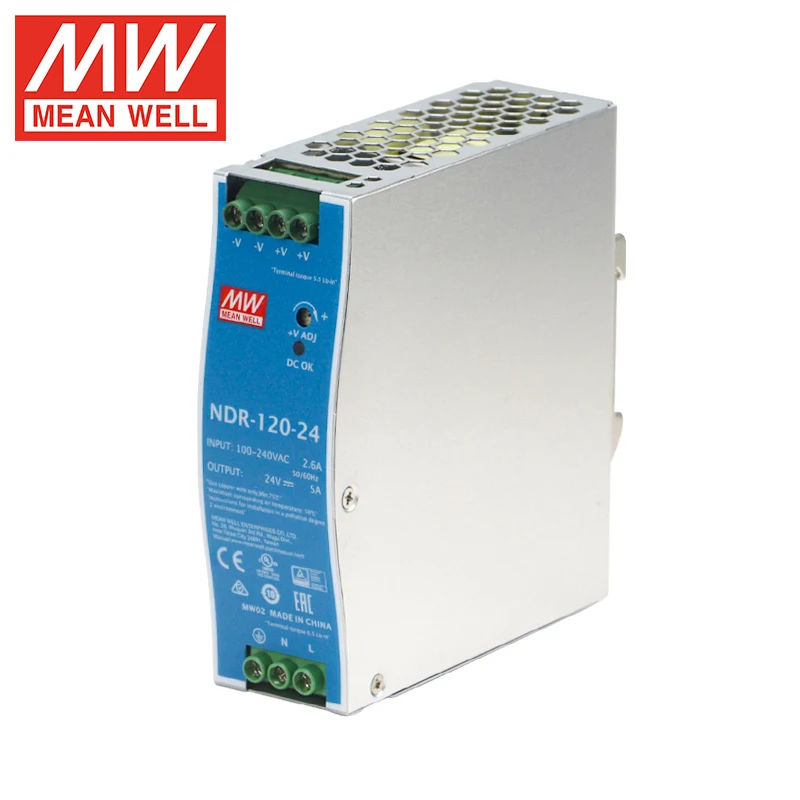 Imagem -03 - Fonte de Alimentação Industrial Smps Ndr do Interruptor 120w 240w tipo do Trilho do Ruído Saída do Único Grupo 12 v 24v 48v Ndr12024 Ndr-240-24