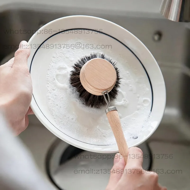 Horse hair brush, pot brush, kitchen brush, non-stick oil, no damage to the pot, multi-functional cleaning brush