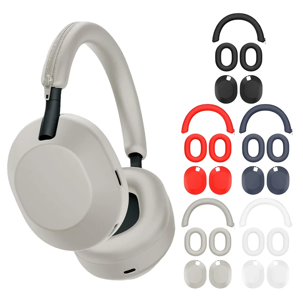 3 قطعة استبدال بطانة للأذن ارتداء مقاومة سيليكون سماعة واقية شعاع الرأس/Earmuff كم/قذيفة لسوني WH-1000XM6 سماعة