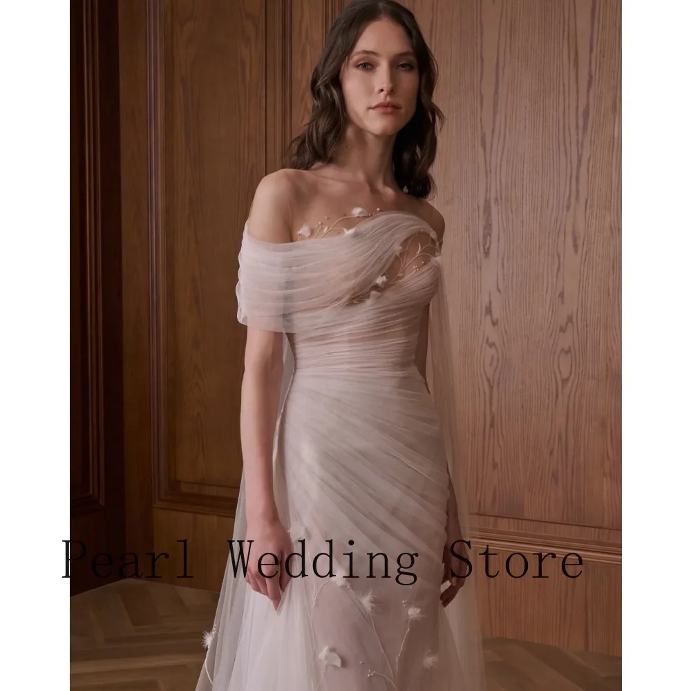 2026 New Blush Pink One Shoulder Evening Gown Floral Applique Train Formal Dress Robe De Soiree Vestido De Fiesta Prom