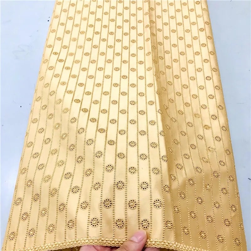 5 Yards Nigerian 100% Cotton Polish Satin Embroidery Fabric High Quality Swiss Voile Lace Material For Men Dubai Style YL011801