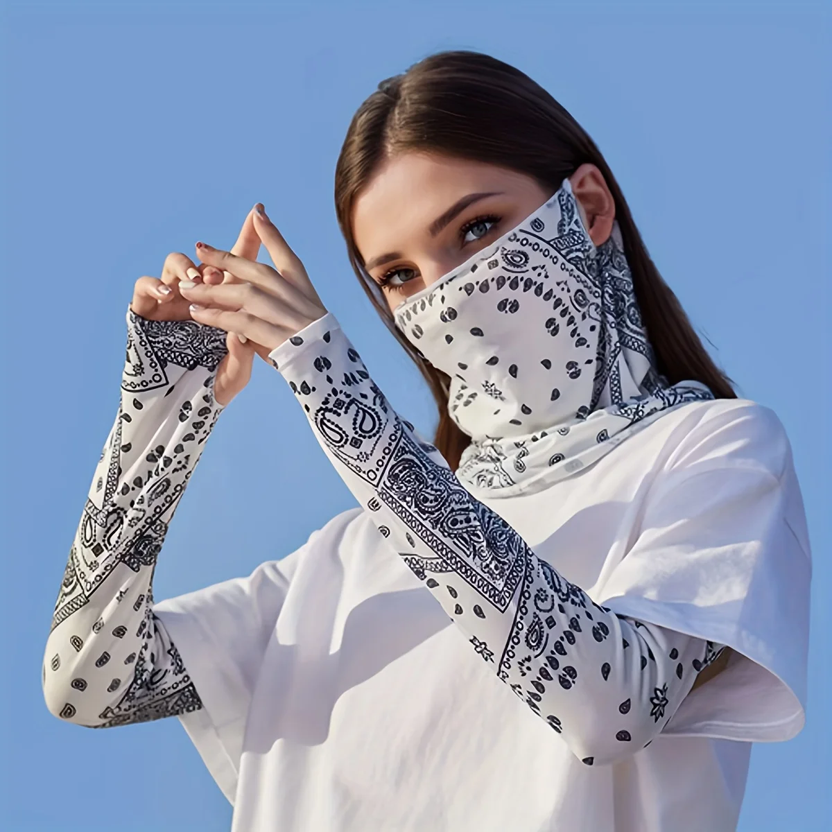

Комплект из 2 предметов: дышащие охлаждающие нарукавники и шарф для шеи, специальные ледяные рукава-худи для велоспорта и активного отдыха