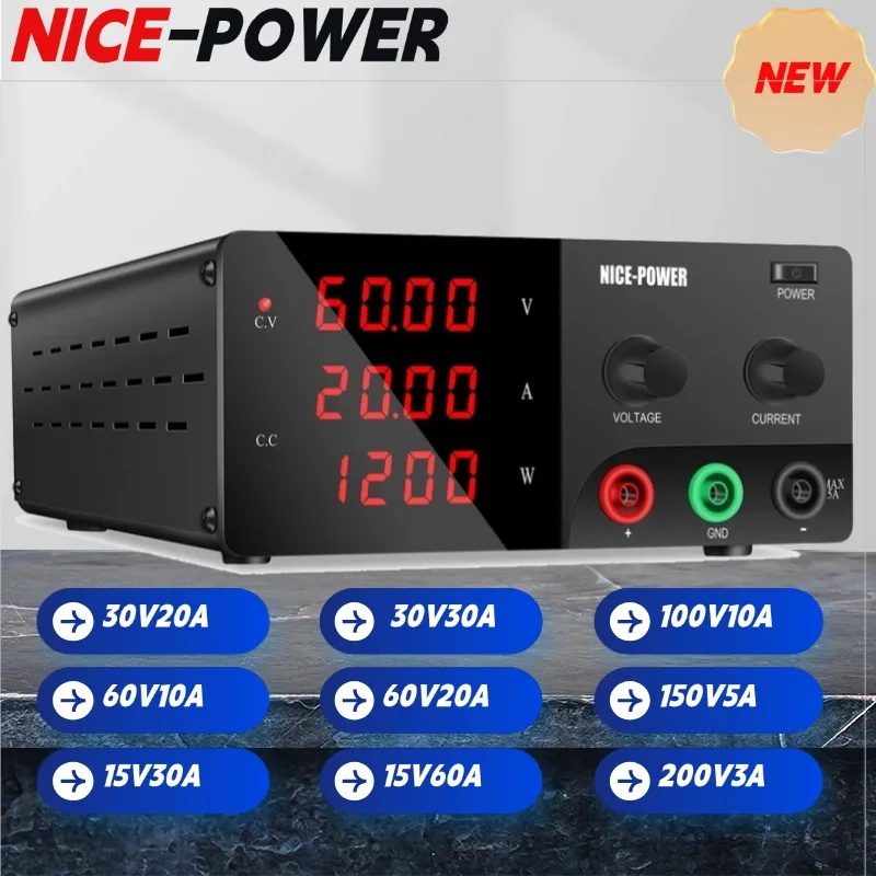 NICE-POWER  60V20A  Lab Power Supply Adjustable Regulated Variable Current Stabilizer Encoder Knob  Electronic Load Test  R-SPS