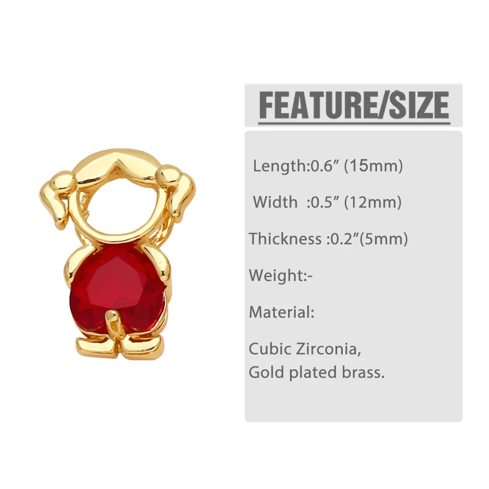 OCESRIO Multicolor Heart Crystal Little Girl Pendant for Necklaces Copper Gold Plated Handmade Jewelry Making Supplies pdtb614