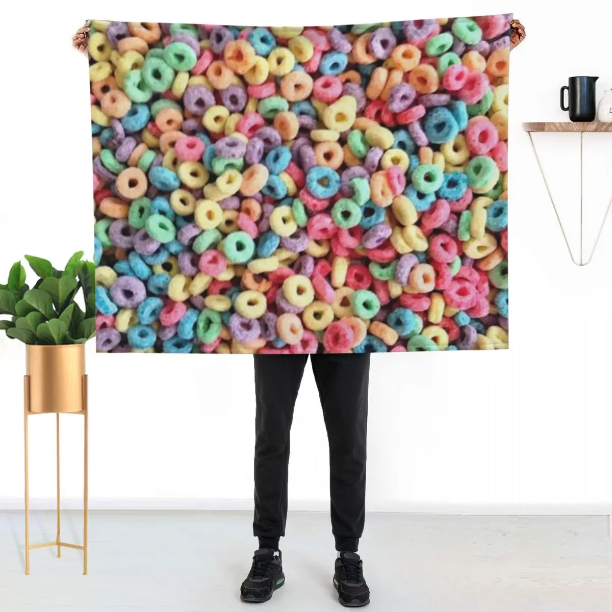 Fruit Loops Throw Blanket Multi Purpose Soft Warm Blanket for Home Travel