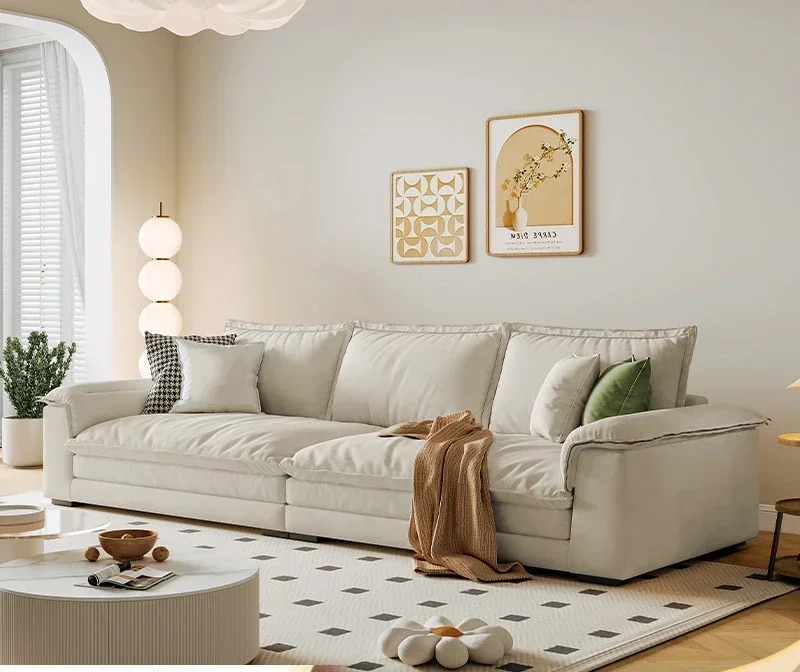 Technology cloth modern minimalist cream style living room anti-cat scratch straight row sailboat fabric sofa