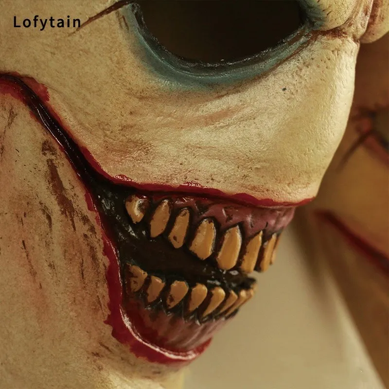 Lofytain Horror straszny diabeł Joker czaszki maski Cosplay Halloween klaun Demon lateks kask karnawał impreza z okazji Halloween rekwizyty