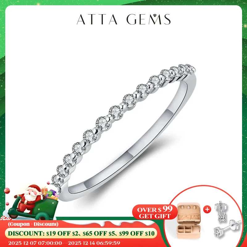 

ATTAGEMS 925 Sterling Silver 18K Gold Plated Bubble Ring for Women Moissanite Solitaire Ring Eternity Wedding Band Engagement