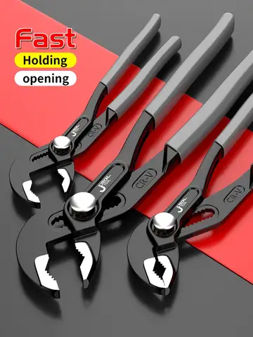 Water Pump Pliers Quick-Release Plumbing Pliers Pipe Wrench Adjustable Water Pipe Clamp Pliers Household Hand Tools Multi-functi