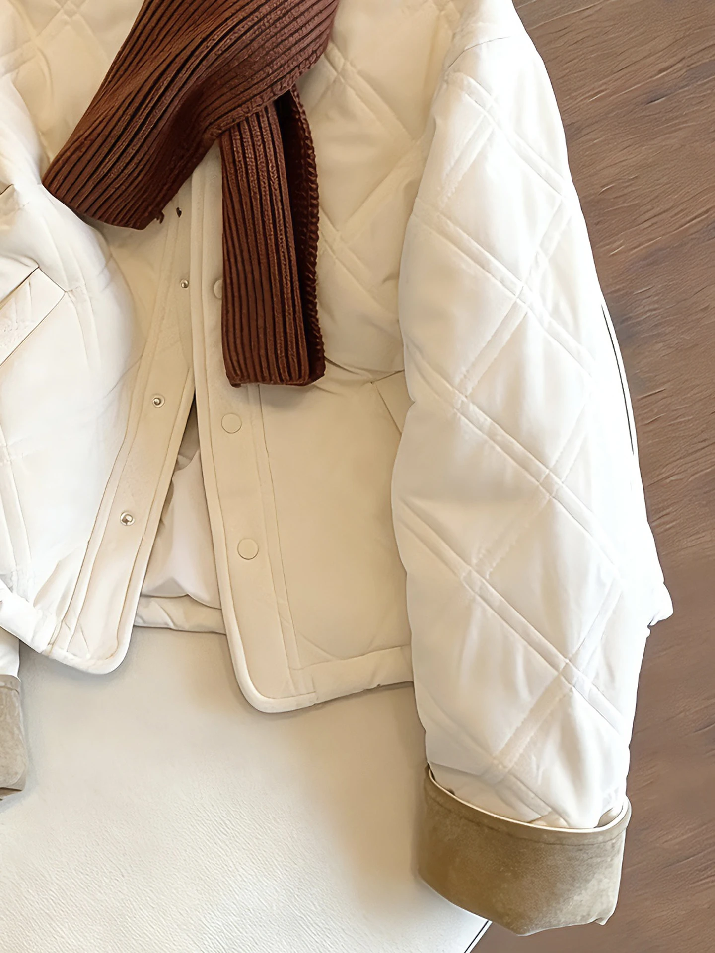 Slimming Loose Fit Lightweight Cotton Jaet round Ne Design Sensation Small ence ex Autumn Winter Faion Outerwear