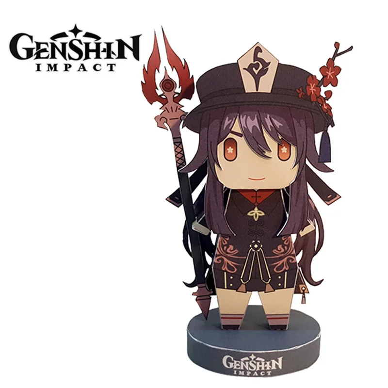 Genshin Impact Hu Tao Figure Mini 3D Cute Paper Model Anime Papercraft Art Origami DIY Kids Adult Craft Toys PZ-128