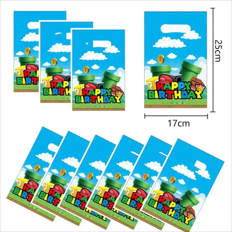 슈퍼 브라더스 파티 선물 가방, 캔디 쿠키 포장 가방, 마리오 피치 공주 간식 가방, 어린이 베이비 샤워 생일 용품