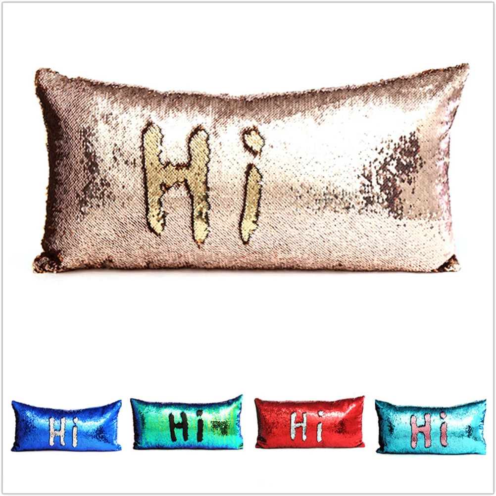 

Glitter Throw Pillow Cover Sequins Cushion Case Maroon Gold Soft Lightweight Wear Resistant Home Car Living Room Decor