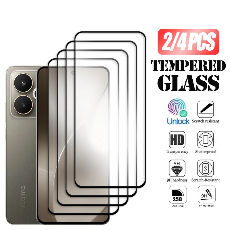 2-4PCS Screen Protector For Realme 15 5G Global Tempered Glass Realme 15 5G Full Glue Cover Protective Glass For Realme 15 5G