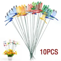10pcs/set Dragonflies Insert Rod Simulation Dragonfly Patio Decoration Background Gardening Decoration Outdoor Decor