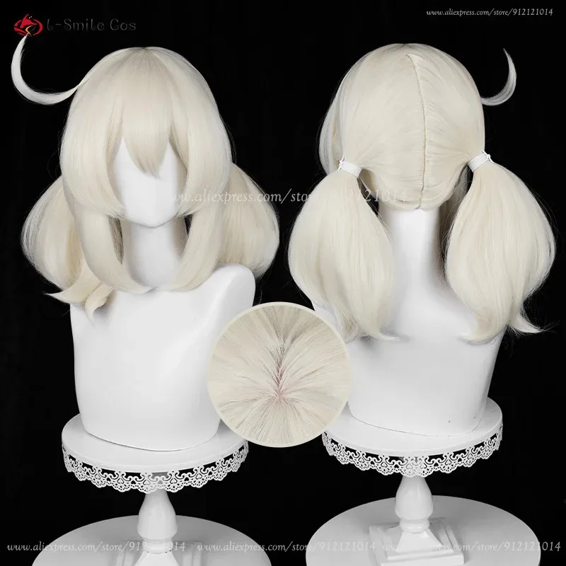

Vivi 2025 New Skin Klee Косплей 42 см Короткие молочно-белые термостойкие волосы Аниме Парики для ролевых игр + Кепка для парика
