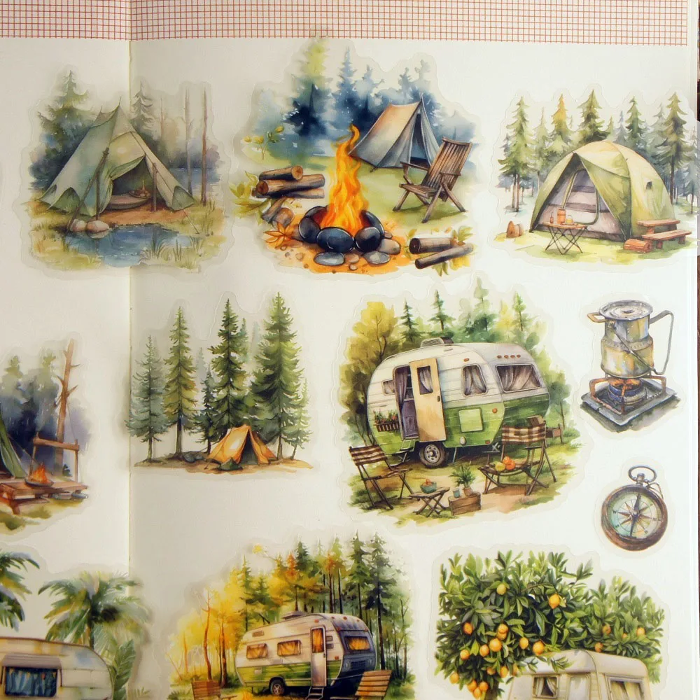 

18pcs Enjoy Nature Camping Style PVC Sticker Scrapbooking DIY Gift Packing Label Decoration Tag