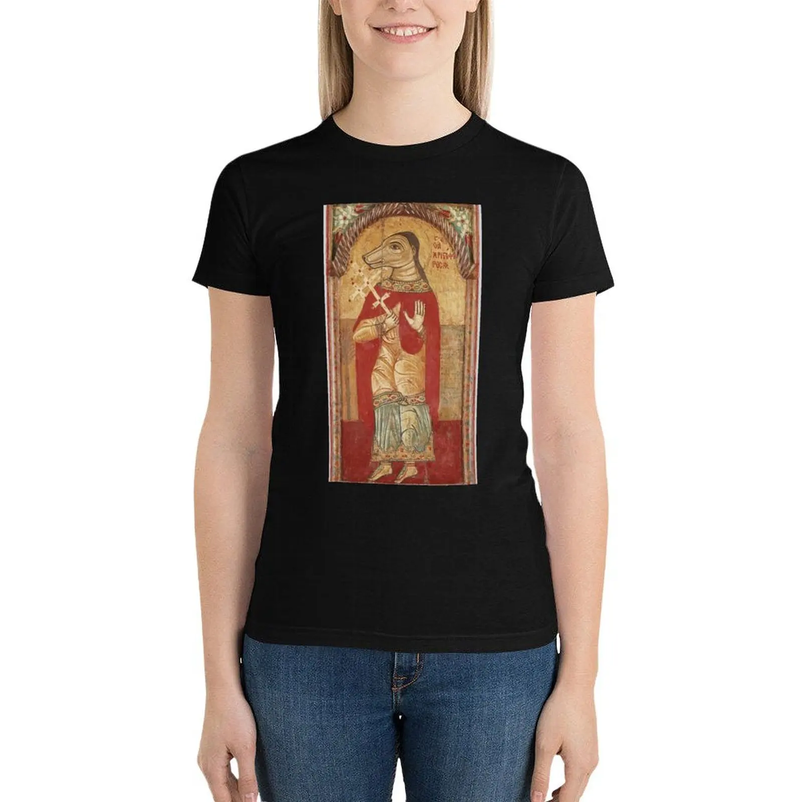 Saint Christopher as a Cynocephalus, Cappadocia, 17th century. T-Shirt quick-drying plus sizes tops Women