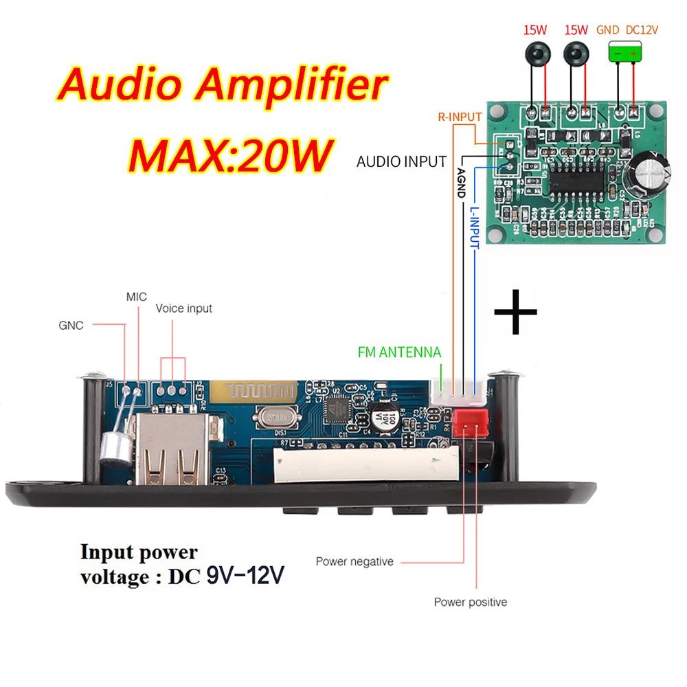 KEBIDU 9V 12V MP3 WMA Decoder Board Audio Module USB TF Radio Bluetooth5.0 Wireless Music Car MP3 Player With Remote Control