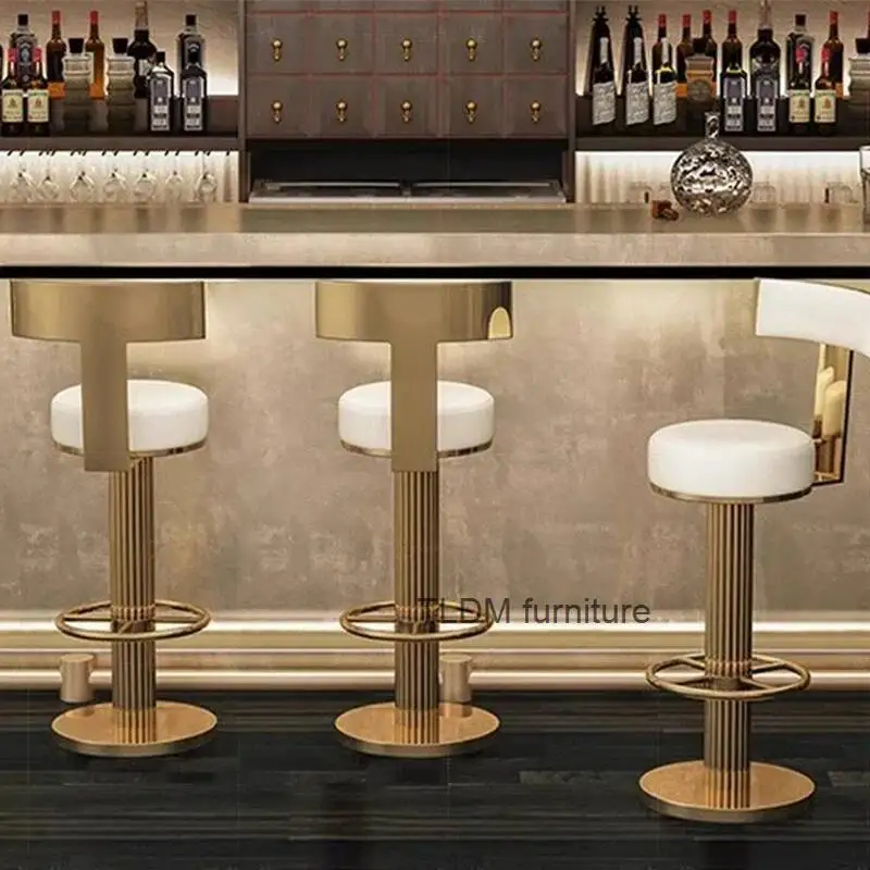 

Минималистичный роскошный барный стул, европейская современная стойка, барный стул с высокой спинкой, поворотный металлический стул Sgabello Cucina Alto, мебель для ресторана