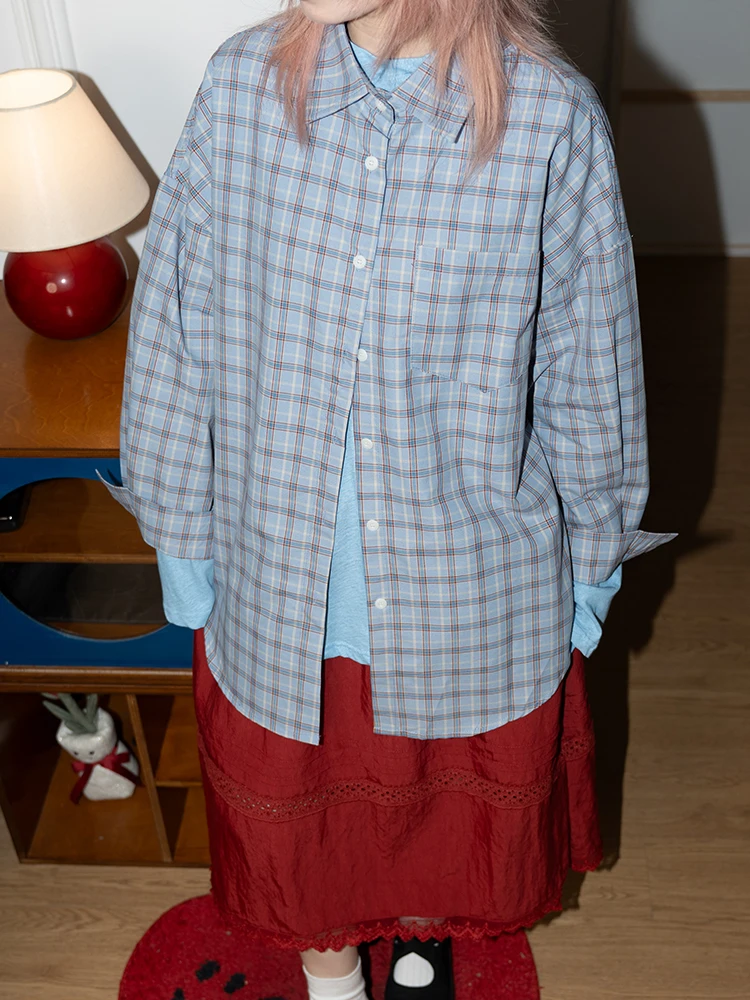 

Casual Sle Plaid Long Sve irt Women's Spring New Arrival Moisture ng Non-Ironing Loose Fit Versatile Layering