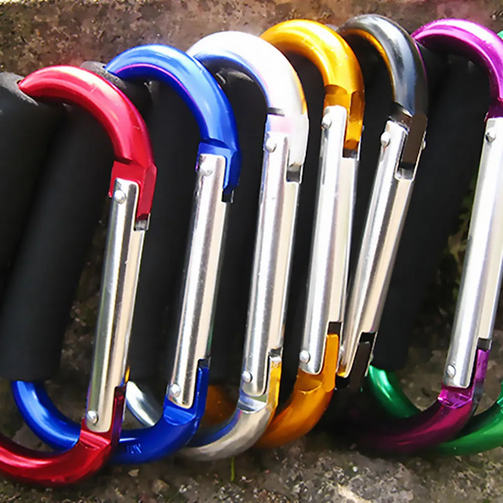 1Pcs Heavy-Duty Aluminium Alloy Carabiner Clip Sponge-Grip D-Ring Buckle for Outdoor Climbing Hanging Gear Hammock Setup