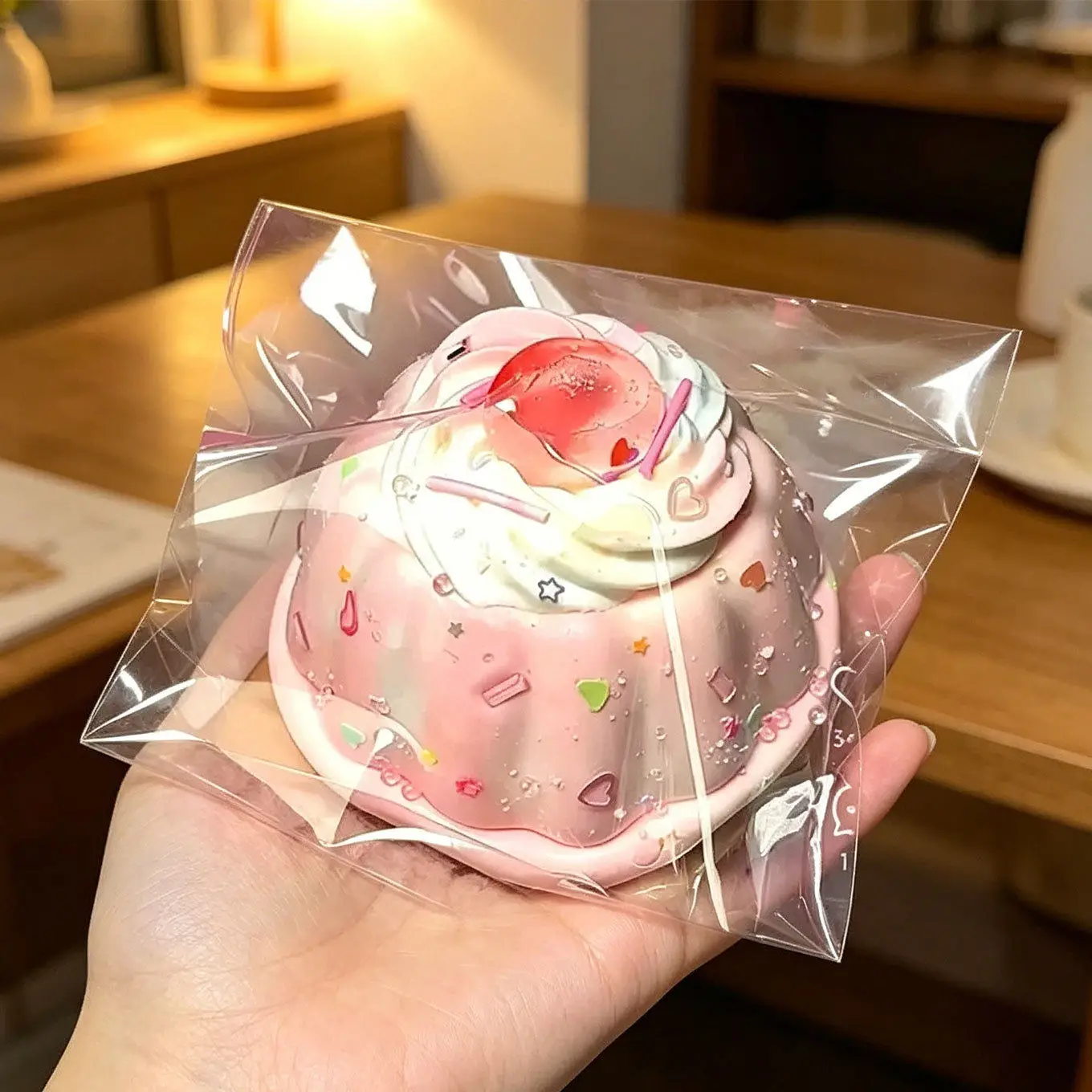 High Beauty Cherry Cream Pudding Pinch Fun Toy Girl Slow Rebound Food Grade Silicone Handmade Stress Relief Gift