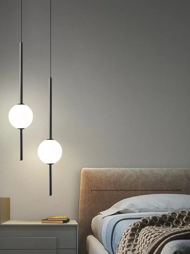 Nordic High-end Bedside Chandelier Simple  Modern Master Bedroom Cable Light TV Background Wall Counter Long Line Fish LED