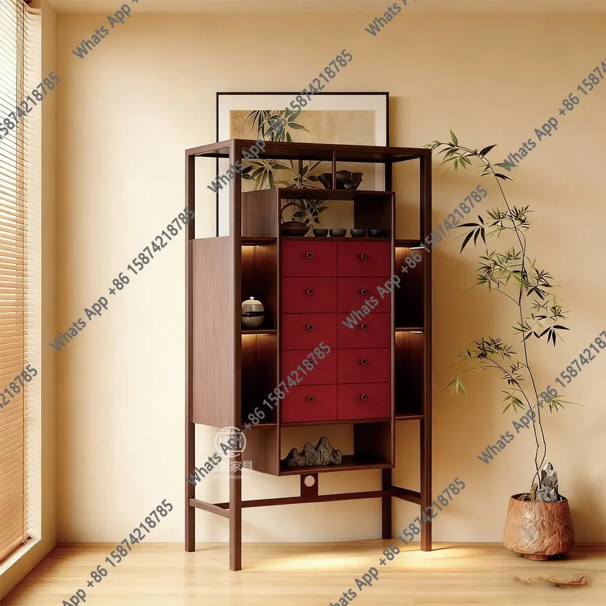 40 Home Improvement Bogu Shelf, Moon Cabinet, Bookcase, Tea Room, High Cabinet, Hotel Club Display Rack, Customized Model