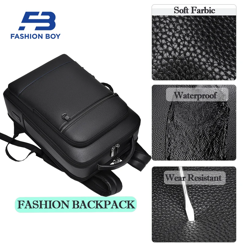 [FASHION BOY] Black Business Luxury Designer Backpacks High Capacity Computer Bags Waterproof Double Main Pocket Travel Bag