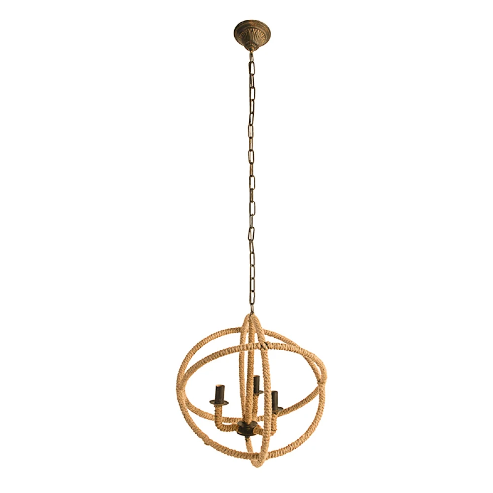 

Lightweight farmhouse wind rope spherical suspension with adjustable chain pendant light without light bulb