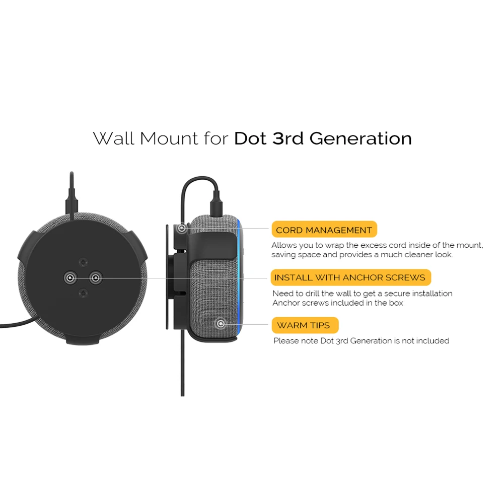 Wall Speaker Stand Mount Bracket for Echo Dot 3rd Generation Wall Mount Bracket for Bedroom Bathroom