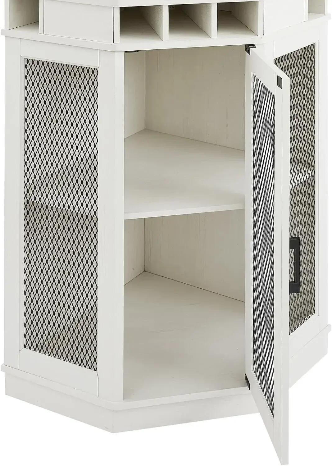 White Corner Bar Unit 73" With Built-in Wine Rack And Lower Bar Cabinet For Liquor