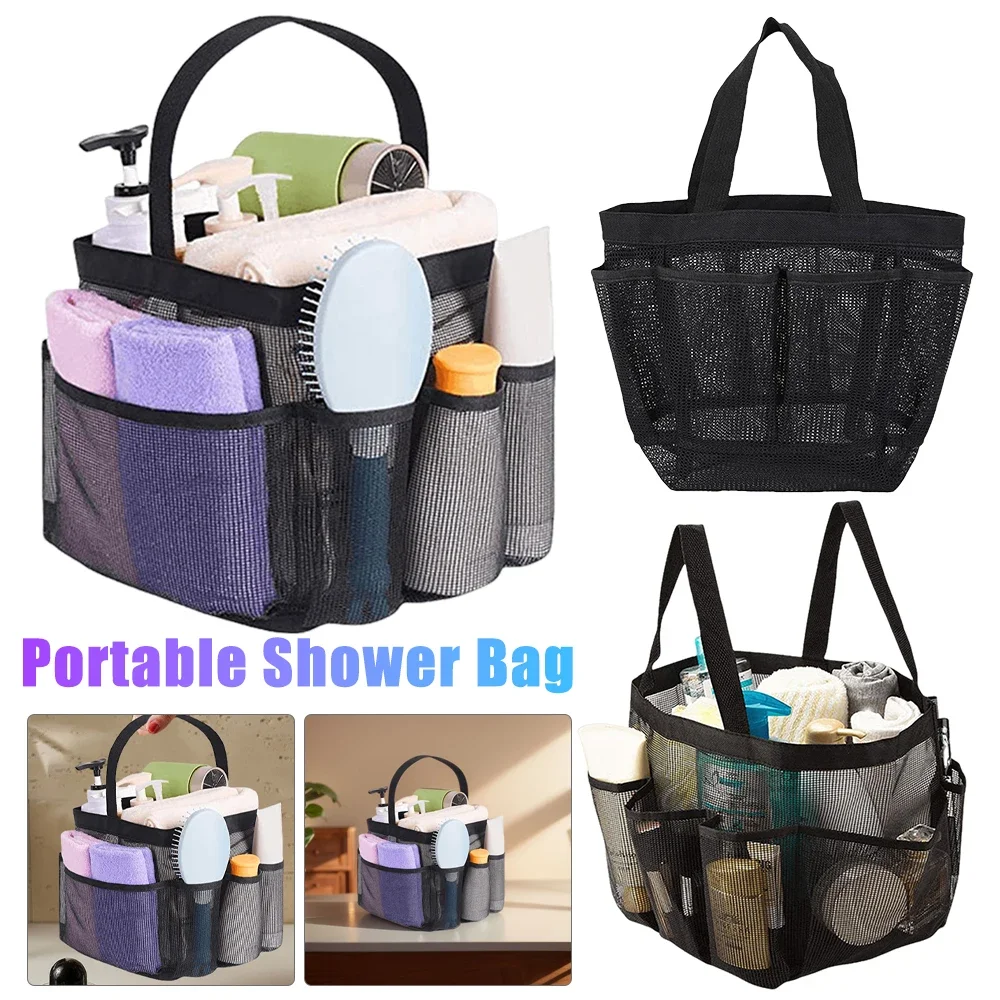 

Mesh Shower Caddy Portable Shower Bag Multi-pockets Shower Basket Quick Dry Shower Tote Bag with Handle for Toiletry Essentials