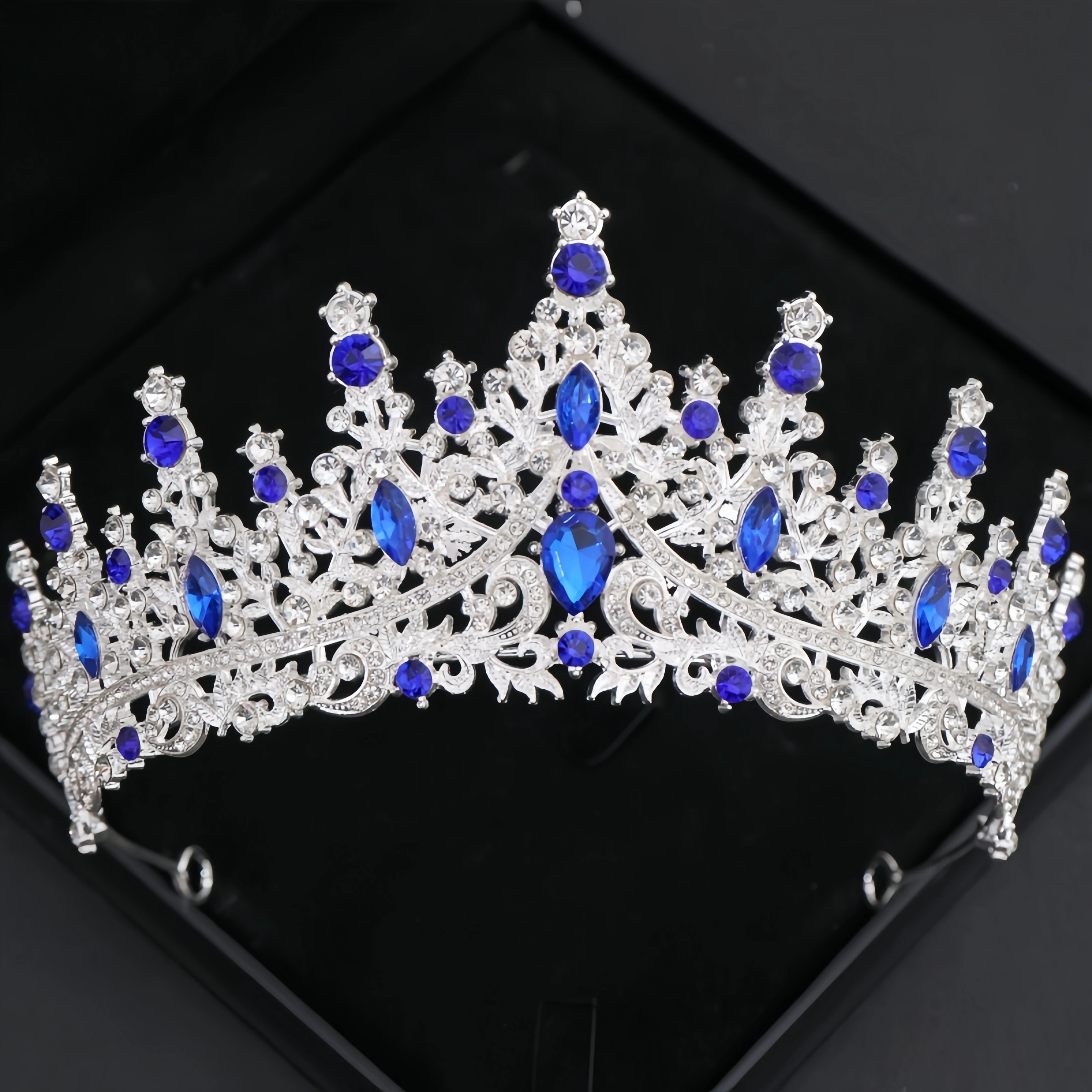 فضي اللون حجر الراين كريستال التيجان والتيجان الفاخرة حزب التيجان للنساء الزفاف الزفاف إكسسوارات الشعر التيجان الحلي