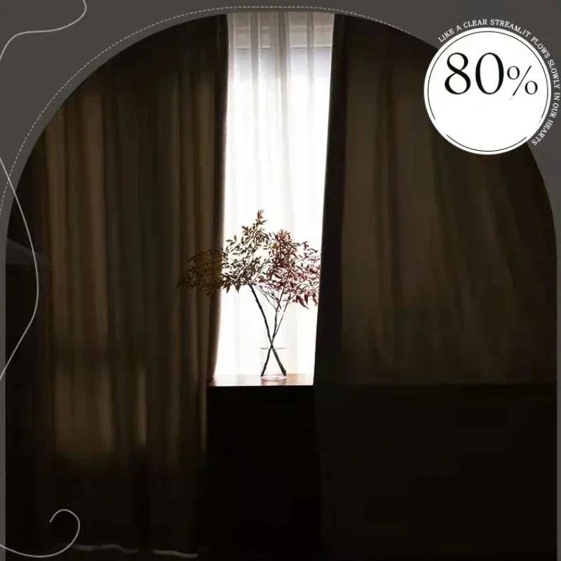 Japanese Cream Curtains for Living Dining Room Bedroom  New Three-dimensional  Ins Wind Modern Minimalist Light Luxury Ande