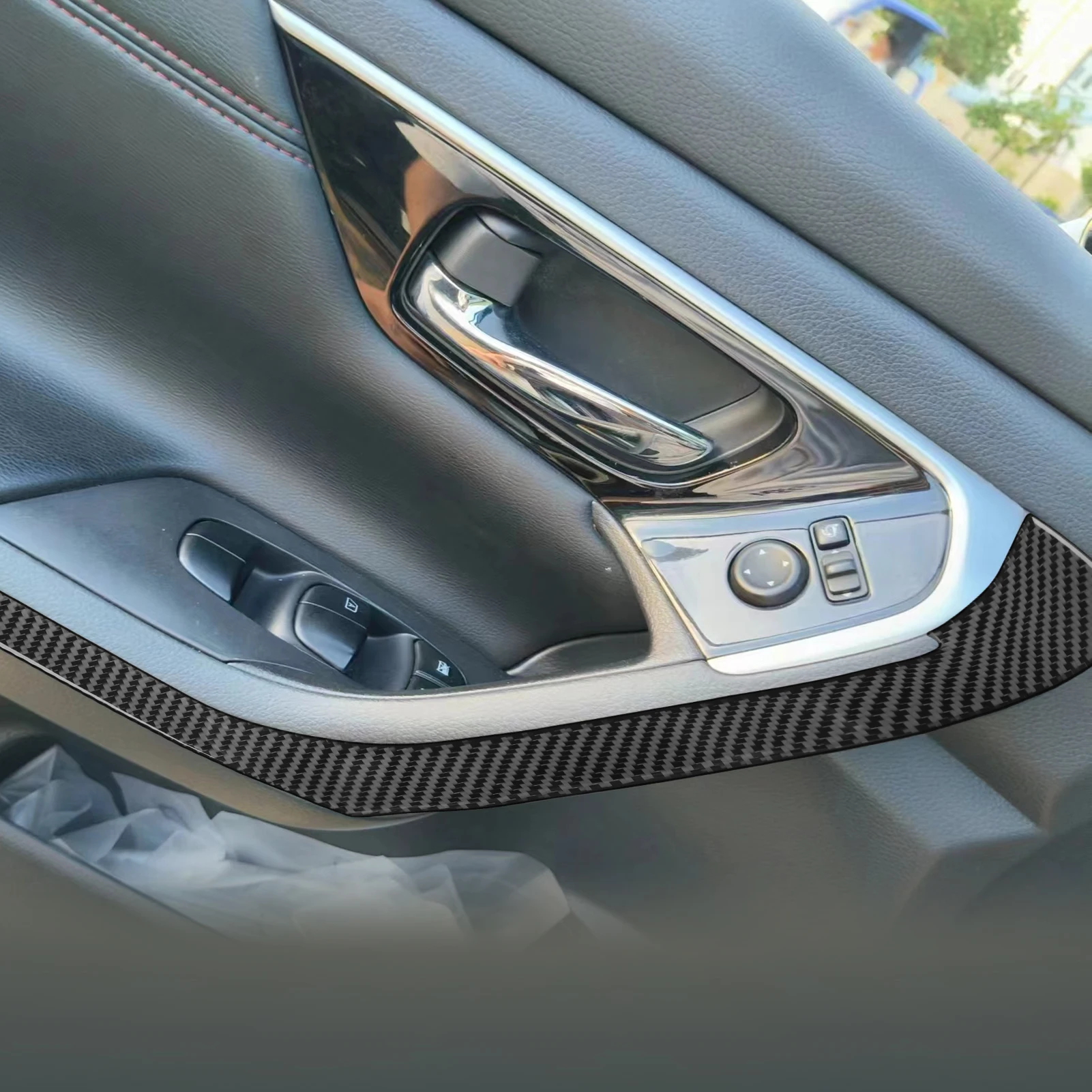 Real Carbon Fiber Car Accessories Front Door Armrest Soft Cover Sticker For Nissan Altima/Teana L33 2013 2014 2015 2016 2017 18
