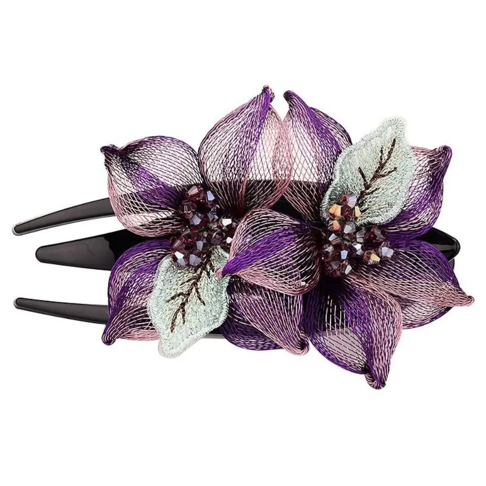 Korean Style Women Hairpin Fashion Headdress Large Flower Hairclip Hair Clip Exquisite Crystal Headdress Ponytail Clip