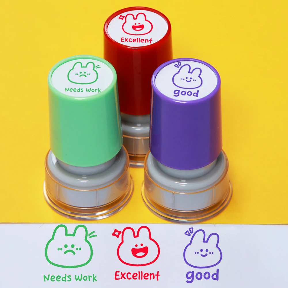 3 Rabbit Evaluation Stamps Teaching Feedback Correcting Homework Needs Work/Good/Excellent