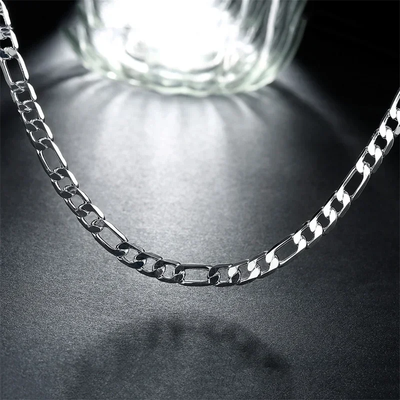 LIHong 925 Sterling Silver 4MM/6MM/8MM/10MM/12MM Chain Necklace 16-30 Inch for Man Women Fashion Jewelry High End Necklace