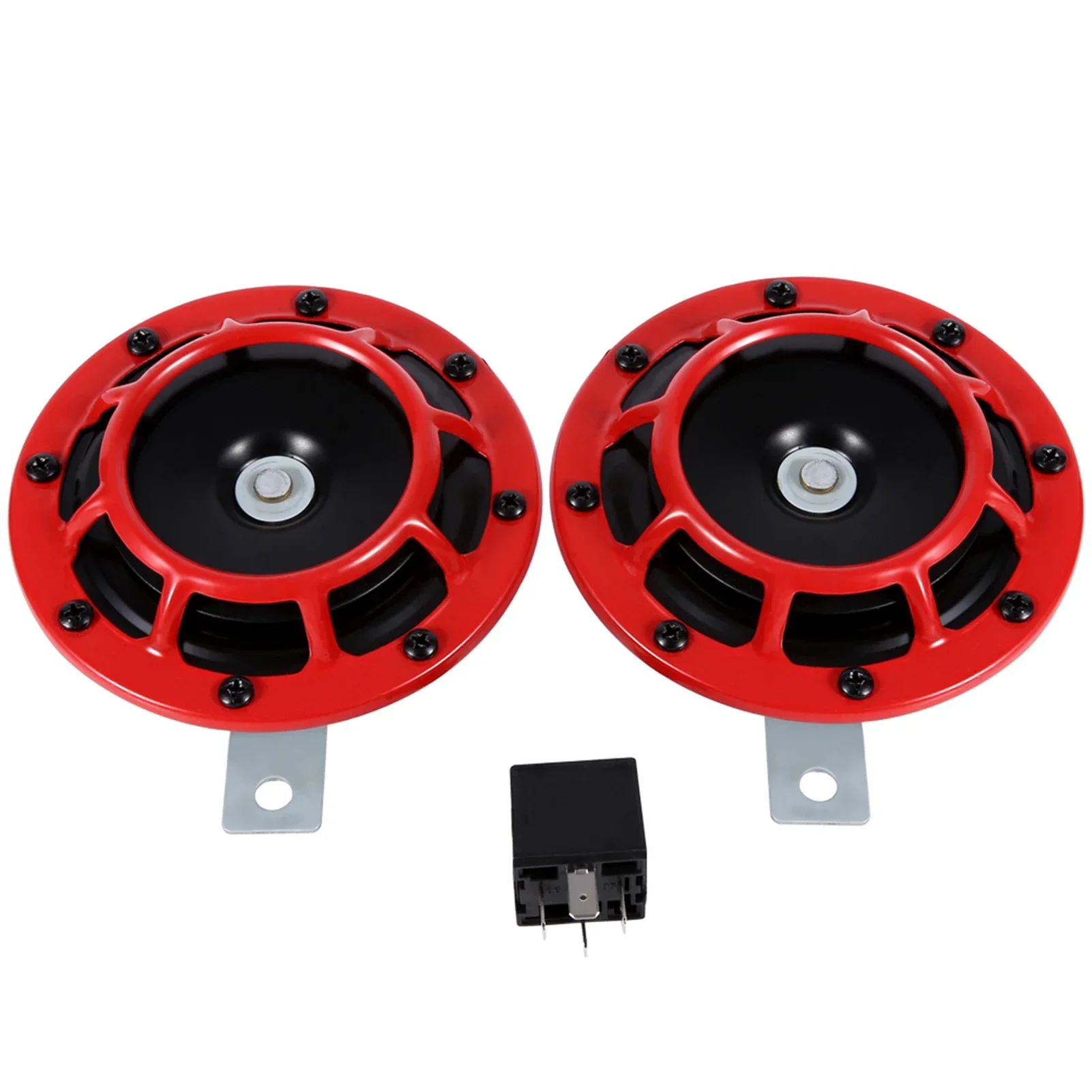 1 pair of red HELLA Super Loud Compact Electric Tweeter Air Horn Kit 12V 115DB For Motorcycle Car