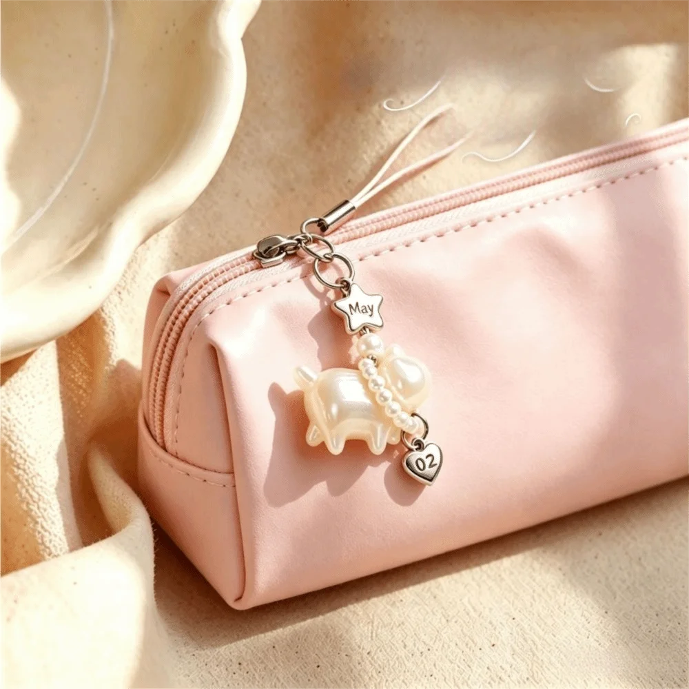 Color Changing Cat Pearl Pendant Pearl Detail Delicate Zodiac Cat Hanging Ornament Bag Accessory Well-Made Cat Zodiac Pendant