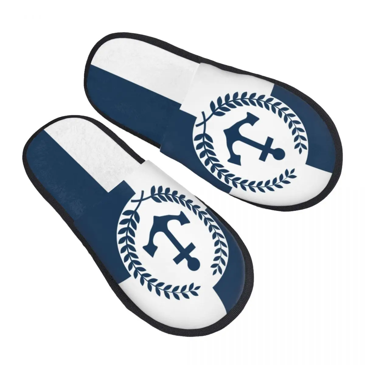 Custom Nautical Anchor Themed Design House Slippers Women Cozy Memory Foam Sailing Sailor Slip On Bedroom Slipper Shoes