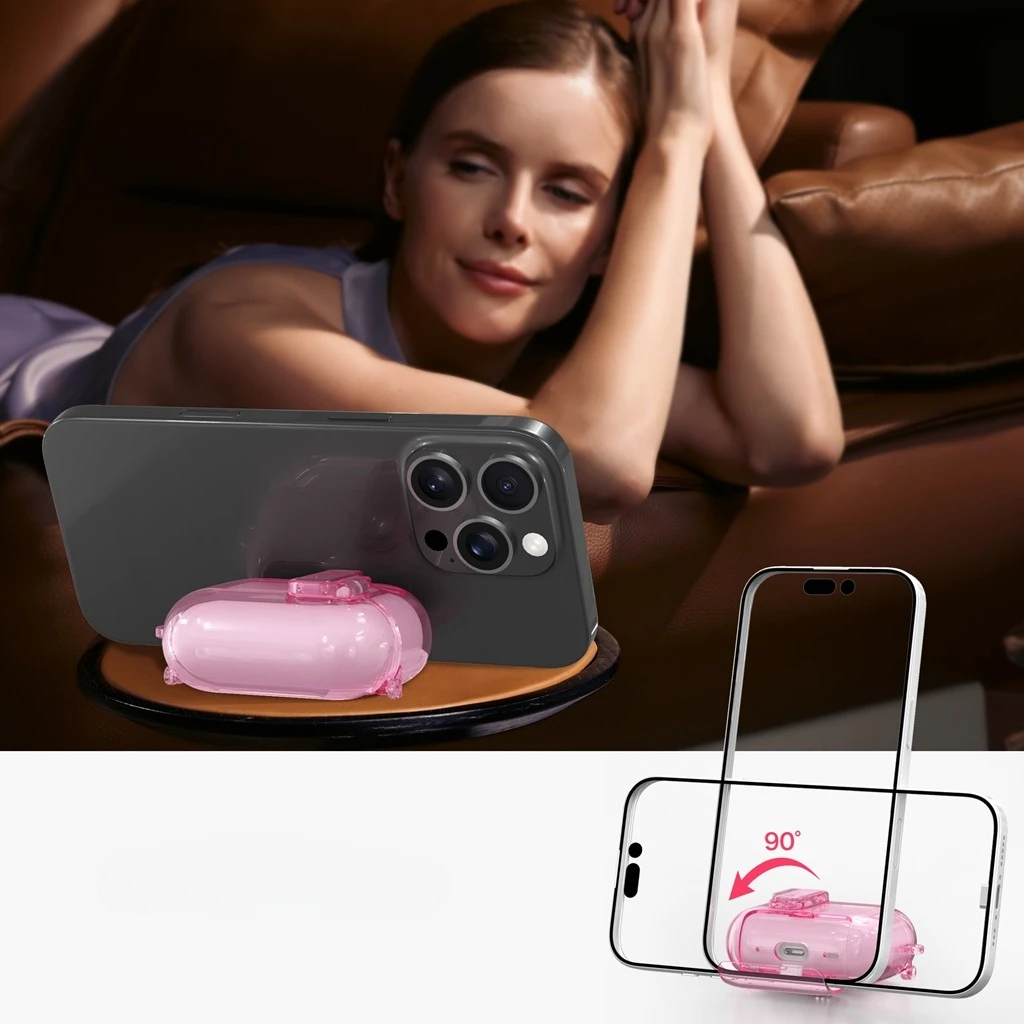 Design Creative Transparent Magnetic Ejection Lock Buckle With Holder Hook Earphone Case Cover for AirPods 4 5 2 3