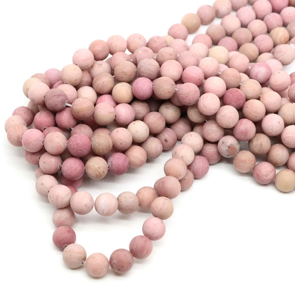 Natural Stone Matte Pink Rhodonite Round Beads for Jewelry Making Perles Gem Loose Beads Diy Bracelet Necklace 15'' 4/6/8/10mm